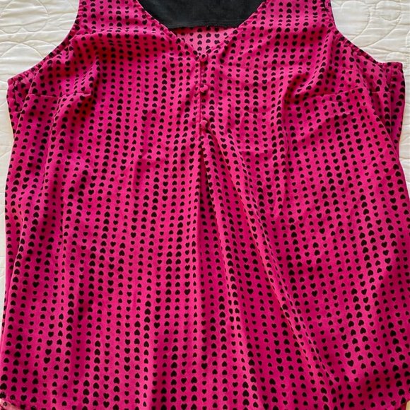 Pink & Black Sheer Torrid Top w/Faux Leather Trim - Picture 4 of 12